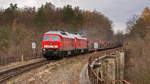 Am 19.11.2017 donnerten 232 571-0 + 232 589-2 mit ihrem leeren Autozug über die Syrabrücke bei Plauen in Richtung Cheb. 