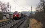 232 528-0 mit (51716) zu sehen am 22.12.17 in Jocketa. Bild entstand vom Bahnsteigende!