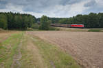 232 571-0 mit der umgeleiteten Schwandorfer Übergabe bei Oberteich Richtung Schwandorf, 12.08.2017