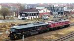 2 EBS Ludmillas 232 083-6 ( 9280 1232 083-6 D-EBS ) und 232 690-8 ( 9280 1232 690-8 D-EBS ) auf dem Weg zum Holzbahnhof Gera am 17.3.2022