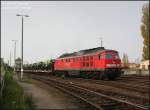 232 675 kommt mit einem Zug aus Berlin in Kostrzyn oberer Gbf an, 01.11.08.