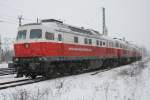 PCC 232 092 steht mit drei Schwesterloks in Guben.19.02.09