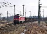 vllig unerwartet kam 232 461 aus Grimmen mit einem leeren Ea-Wagenzug nach Stralsund, 18.03.2010