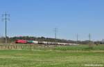 232 498-6 mit einem Kesselzug brummt durchs Brandenburger Land (Diedersdorf 07.04.10)