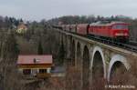 232 388-9 mit dem Kohlezug auf dem Bautzener Viadukt am 11.03.2011