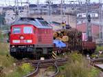 232 045-5 durchfuhr gerade den Bahnhof Stralsund und verlsst   ihn in Richtung Greifswald.