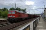 232 502-5 mit Waggons des Typ´s Eaos-x und Eanos-x in Friesack(Mark) in Richtung Neustadt(Dosse) unterwegs. 09.06.2011