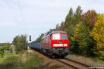 232 524 am 29.09.2012 bei Horka mit einem Gterzug aus Cottbus