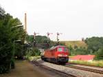 232 388 durchfhrt die Roweiner Signalbrcke mit einem Kesselzug in Richtung Nossen/Rhsa (26.07.2006)