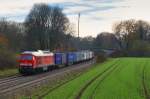 232 535 mit Containerzug in Aulendorf (09.11.2012)