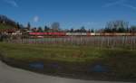 232 635-3 und 232 703-9 haben den Containerzug von Wolfurt nach Bremerhaven in Lindau-Reutin bernommen. Am 25.01.2014 wurden die beiden Lokomotiven bei Lindau-Aeschach fotografiert, die die Containerwagen ber die fahrdrahtlose Bodenseegrtel- und Sdbahn nach Ulm zu ziehen.