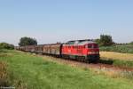 232 568 mit Güterzug am 22.07.2014 bei Süderlügum.