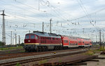 132 334 der EBS führte am 20.08.16 den Wagenpark für den Unstrut-Schrecke-Express durch Großkorbetha.