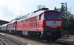 232 673-4 der LEG - Leipziger Eisenbahnverkehrsgesellschaft mbH zusehen in Leipzig Plagwitz zu dem 21. Leipziger Eisenbahntag 24.03.2018