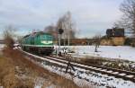 V 300 003 der SBW (232 684-1) zu sehen am 05.01.15 in Pöllwitz.