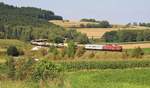 233 525-6 mit M 47380 zu sehen am 23.08.17 in Lengenfeld bei Grottschlattengrün.