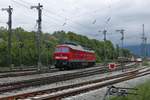 Fnf Rangierfahrten bis zum Ankuppeln an den Zug (|||) - Die vierte Rangierfahrt vom stlichen Ende des Bahnhofs Lindau-Reutin in das westliche Ende konnte nicht dokumentiert werden, da die Fahrt mit