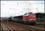 DB 233696-4 kommt hier am 30.5.2007 mit einem Güterzug durch den Bahnhof Berlin Schönefeld.