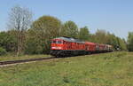 EZ 45366 mit der 233 314 in der Ortslage Seußen. Der mit 6 Planenwagen bestückte Güterzug kommt aus Cheb und wird nach Nürnberg gefahren. Der Zug konnte am 30.04.2024 bei bestem Frühlingswetter aufgenommen werden.