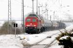 233 326-8 mit Kesselwagenzug nach Stendell am 15.02.2010 in Passow