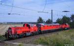 DB 261 025-1 + 233 709-5 + 261 011-1 als Lokzug Gerstungen - Halle, fotografiert in Halle (Saale) am 23.08.2012