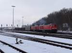 233 452 und 233 521 sind am 04.02.14 bei der Ausfahrt in Marktredwitz zusehen in Richtung Cheb.