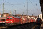 233 219 am 27.9.13 mit einem Kalkzug in Würzburg Hbf.