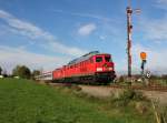 Die 234 242 und die 1116 161 mit einem Umgeleiteten EC am 25.10.2014 unterwegs bei Fridolfing.