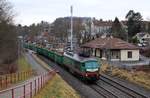 241 008-2 (SBW/TRG) zu sehen am 20.12.17 in Jößnitz/V. mit einem Zug nach Kayna.