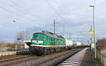 TRG 241 338-3 mit Kesselwagen von Bad Schandau nach Emleben, am 15.02.2024 in Seebergen.