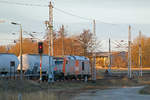 Lok 246 001 der HVLE mit einem Kesselzug in Mukran Mitte. - 03.01.2019