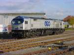 Der sogenannte Blue Tiger (Lokkennung 250 009-8) der Privatbahngesellschaft LTH stand am 29.10.2004 abgestellt in Neheim.