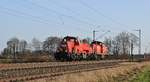 DB Cargo 261 072 schleppt 294 879 in Richtung Bremen (Diepholz, 16.03.17).