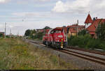 261 041-8 (Voith Gravita 10 BB) als Tfzf ist in Baalberge auf dem Weg Richtung Köthen.