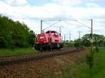 Am 23.05.2013 kam 261 019 Lz aus dem Gterbahnhof Stendal und fuhr Richtung Niedergrne um ihre letzten Wagen abzuholen.(Fotostelle ist Warburg bei Stendal)