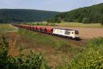 V500.06 (SGL) mit Schotterzug bei Harrbach (07.09.2013)