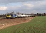 264 001 zu sehen am 18.02.16 mit einem Kesselzug an der Schöpsdrehe bei Plauen/V..