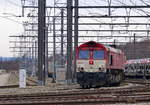 Zwei Class 66 PB12  Marleen  und DE6310  Griet  beide von Crossrail stehen in Montzen-Gare(B) mit einem Güterzug.
Aufgenommen in Montzen-Gare(B).
Bei wolken am Nachmittag vom 4.3.2018.