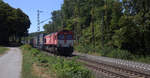 Die Class 66 PB12   Marleen  von Crossrail kommt die Gemmenicher-Rampe herunter nach Aachen-West mit einem LKW-Zug aus Zeebrugge(B) nach Novara(I).