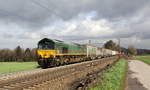 Die Class 66 PB14 von Crossrail  kommt mit viel Dieselpower die Gemmenicher-Rampe hochgefahren aus Richtung Aachen-West mit einem schweren Containerzug aus Italien nach Belgien.
Aufgenommen an der Montzenroute am Gemmenicher-Weg. 
Bei Sonne und Regenwolken am Mittag vom 8.3.2019.