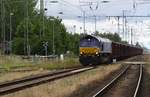 PB18 / 266 022-3 D-BRLL für Locon am 10.07.2020 in Anklam. Hier beim Verlassen der Hauptstrecke aufs Gleis 3.