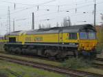 Diese Class 66 steht abgestellt im Krefelder Hauptbahnhof. Das Bild stammt vom 14.11.2008