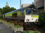 Eine Class 66 steht abgestellt im Krefelder Hauptbahnhof.