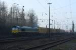 266 009-6 von Ascendos Rail Leasing angemietet von DLC/Crossrail fhrt am 30.01.2011 mit einem Containerzug P&O Ferrimasters nach Belgien.