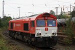 Die Class 66 PB12  Marleen  von Crossrail steht abgestellt in Aachen-West bei Wolken.