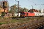 266 107-2 der HGK mit einem GATX Kesselzug in Grokorbetha am 23.04.12