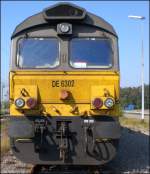 Frontansicht der Class 66  DE 6302. Aufnahme vom September 2011 in Montzen Gare (B).