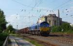 Eine Class 66 von LWB fuhr am 25.07.2012 mit einem Gterzug durch Verden.