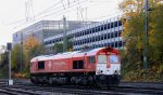 Die Class 66 PB03  Mireille  von Crossrail kommt als Lokzug aus Montzen-Gare(B) und fhrt in Aachen-West ein bei Goldenem Novemberwetter am 11.11.2012.
