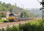 Gut hrbar donnerte die 266 119-7 mit ihren leeren Wagen nach einem Signalhalt in Eschwege West weiter in Richtung Sden.